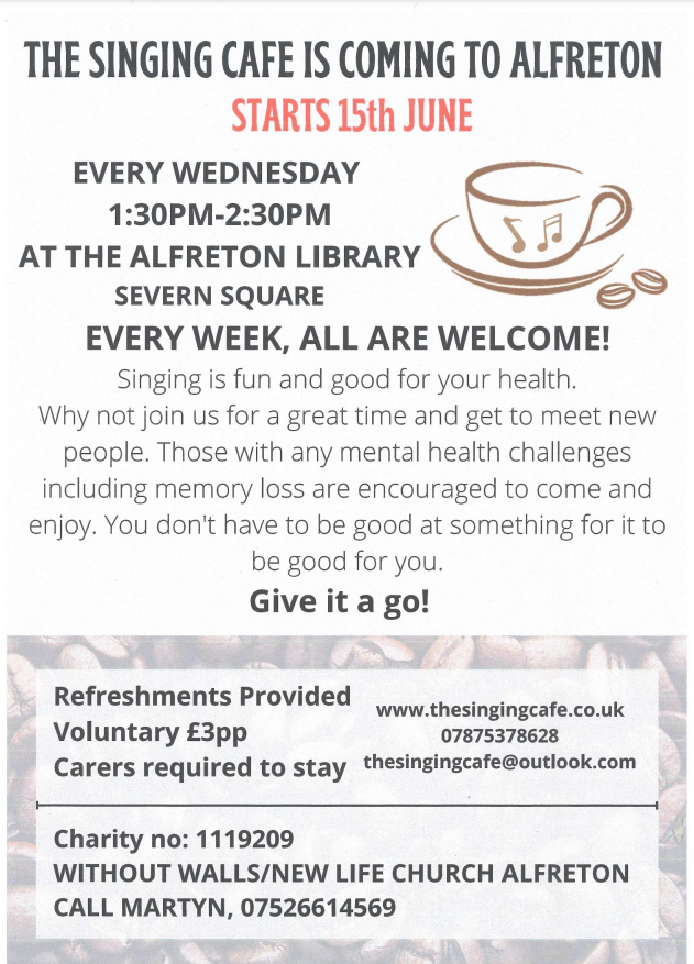 The Singing Café takes place weekly at Alfreton Library