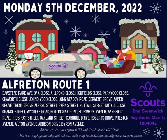 Santa will visit Alfreton tonight with Swanwick Scouts