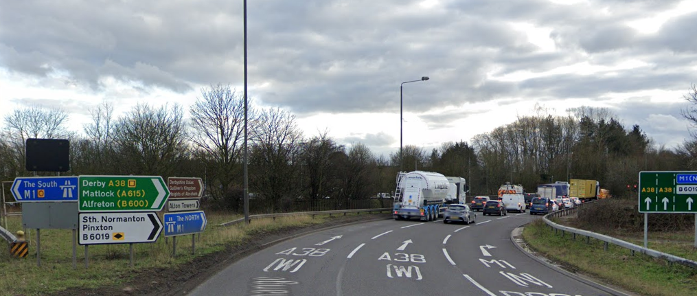 Junction 28 of the M1, also know as Pinxton Interchange