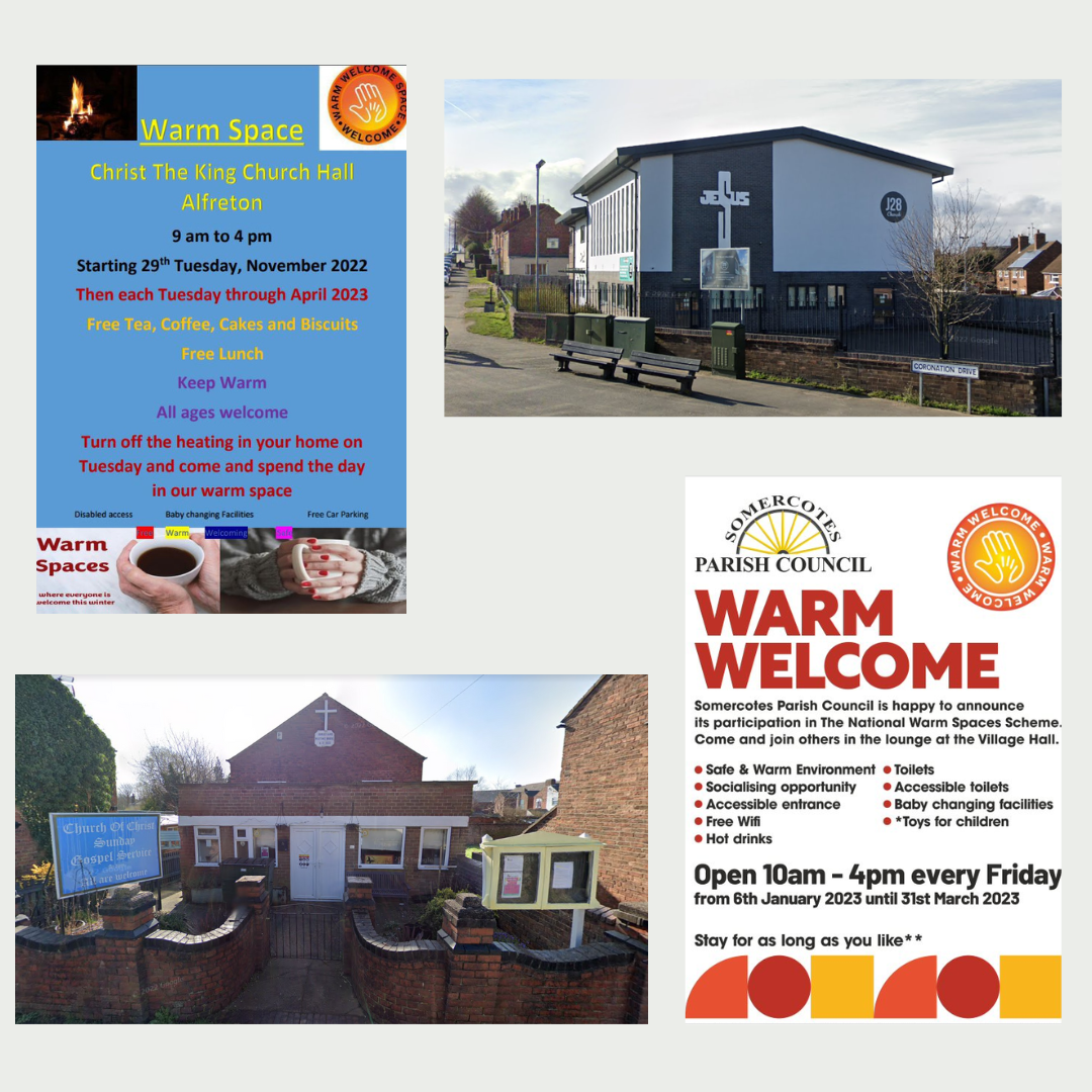 Warm spaces in Alfreton, Somercotes, South Normanton and Riddings