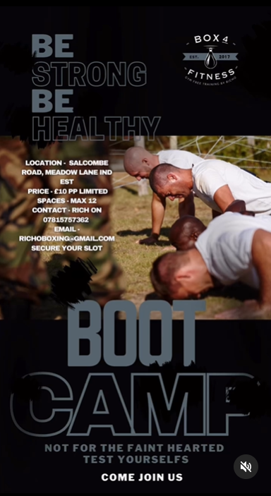 Box 4 Fitness Boot Camp takes place on Sunday mornings in Alfreton