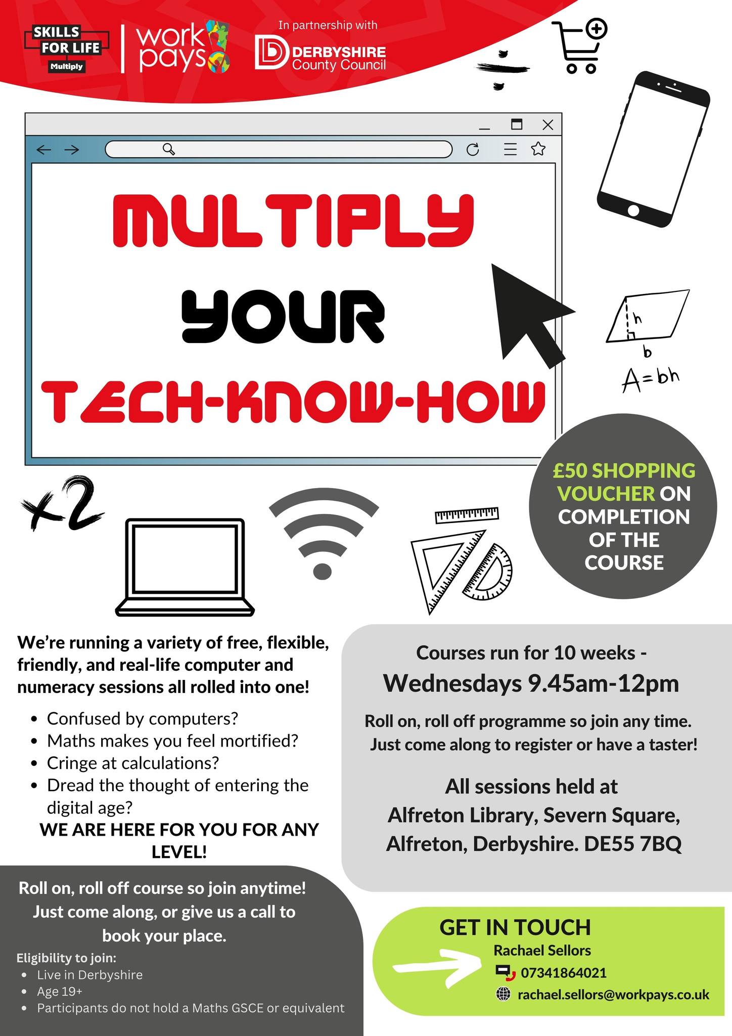A free maths and computer course is available at Alfreton Library