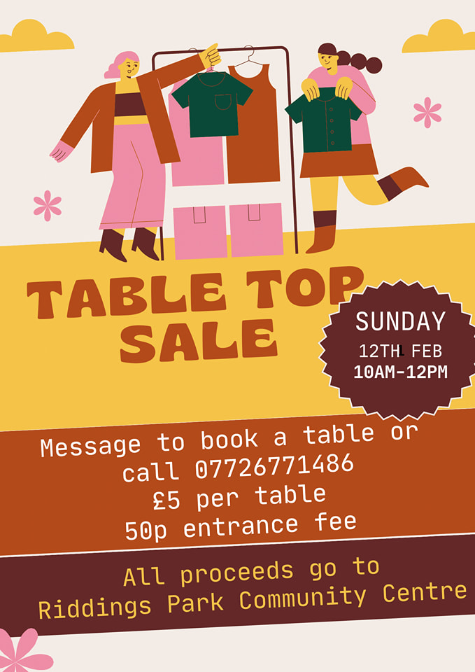 Riddings Park Community Centre will host its first table top sale on Sunday, February 12.