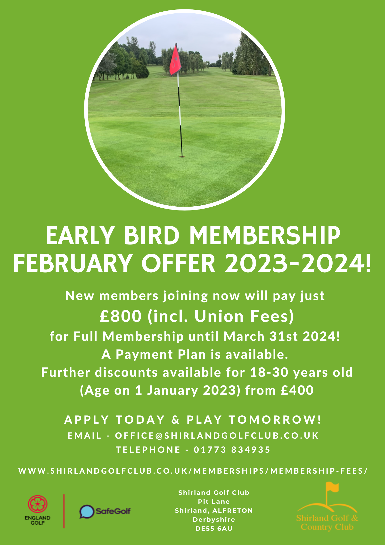 Shirland Golf Club is offering an early bird membership offer throughout February