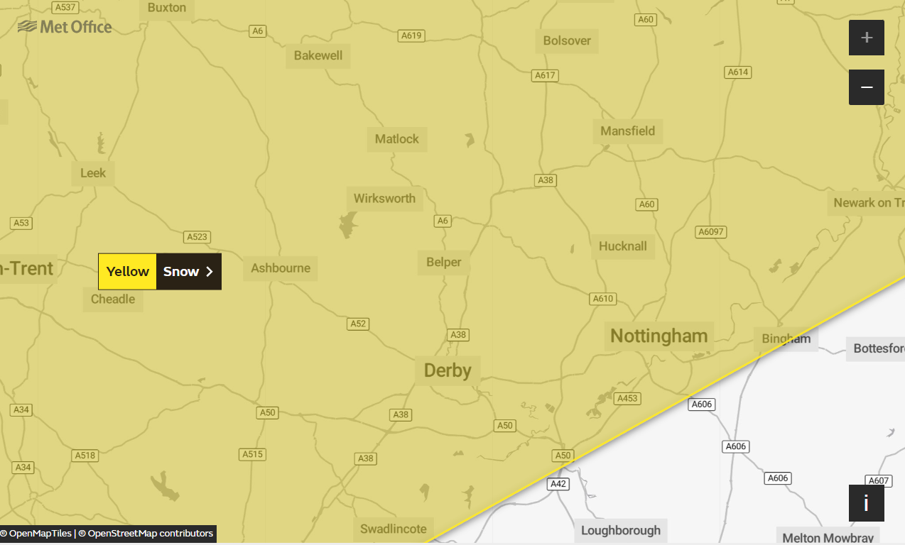 The Met Office has issued a yellow weather warning for snow on March 9 and 10