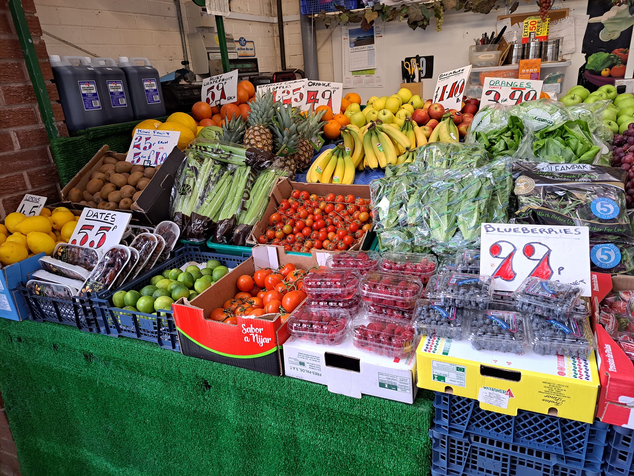 Fruit and vegetable shortage. Full supplies at Denise's Fruit and Veg at Alfreton Indoor Market