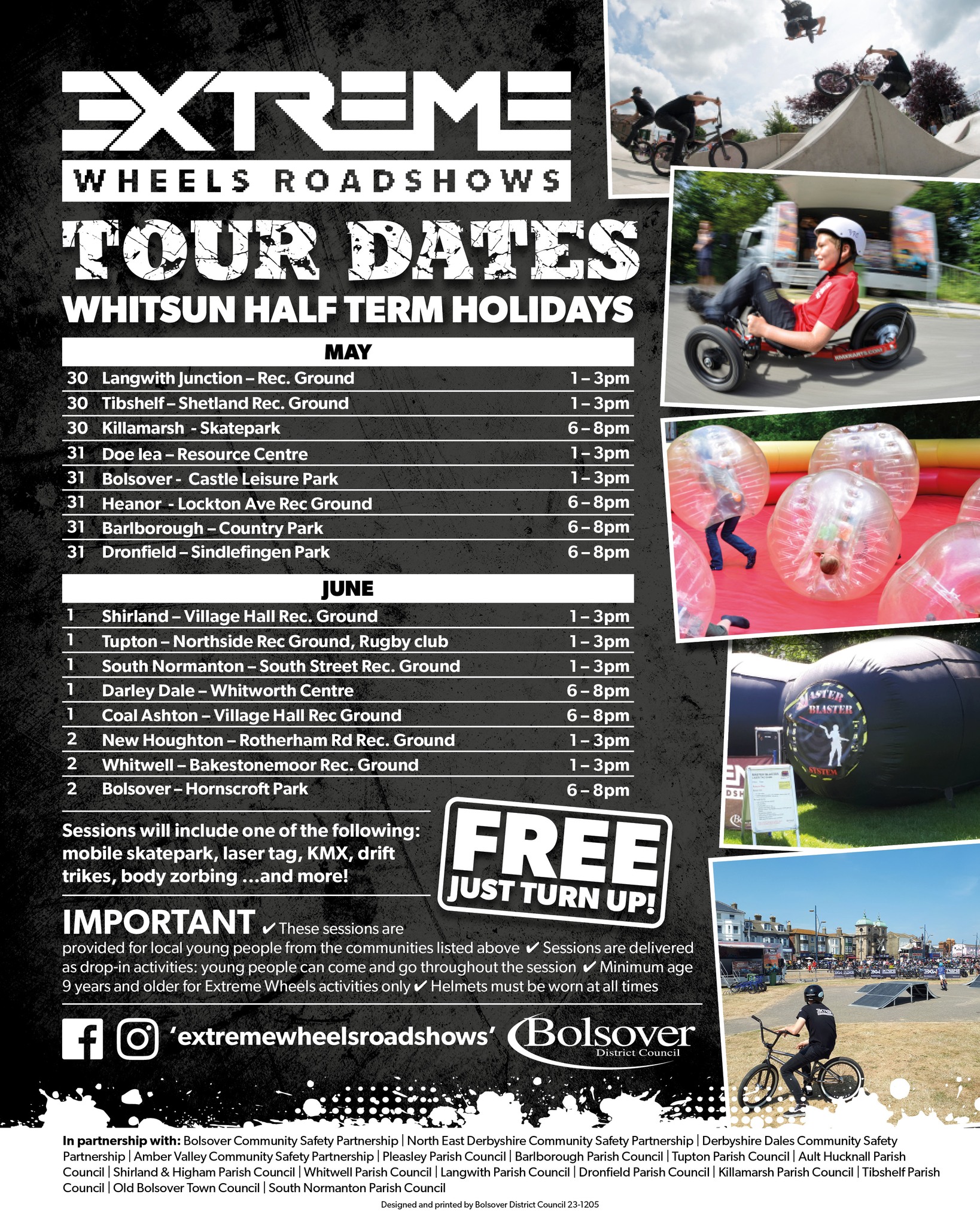 Extreme Wheels Roadshow to visit South Normanton, Shirland and Tibshelf in half term
