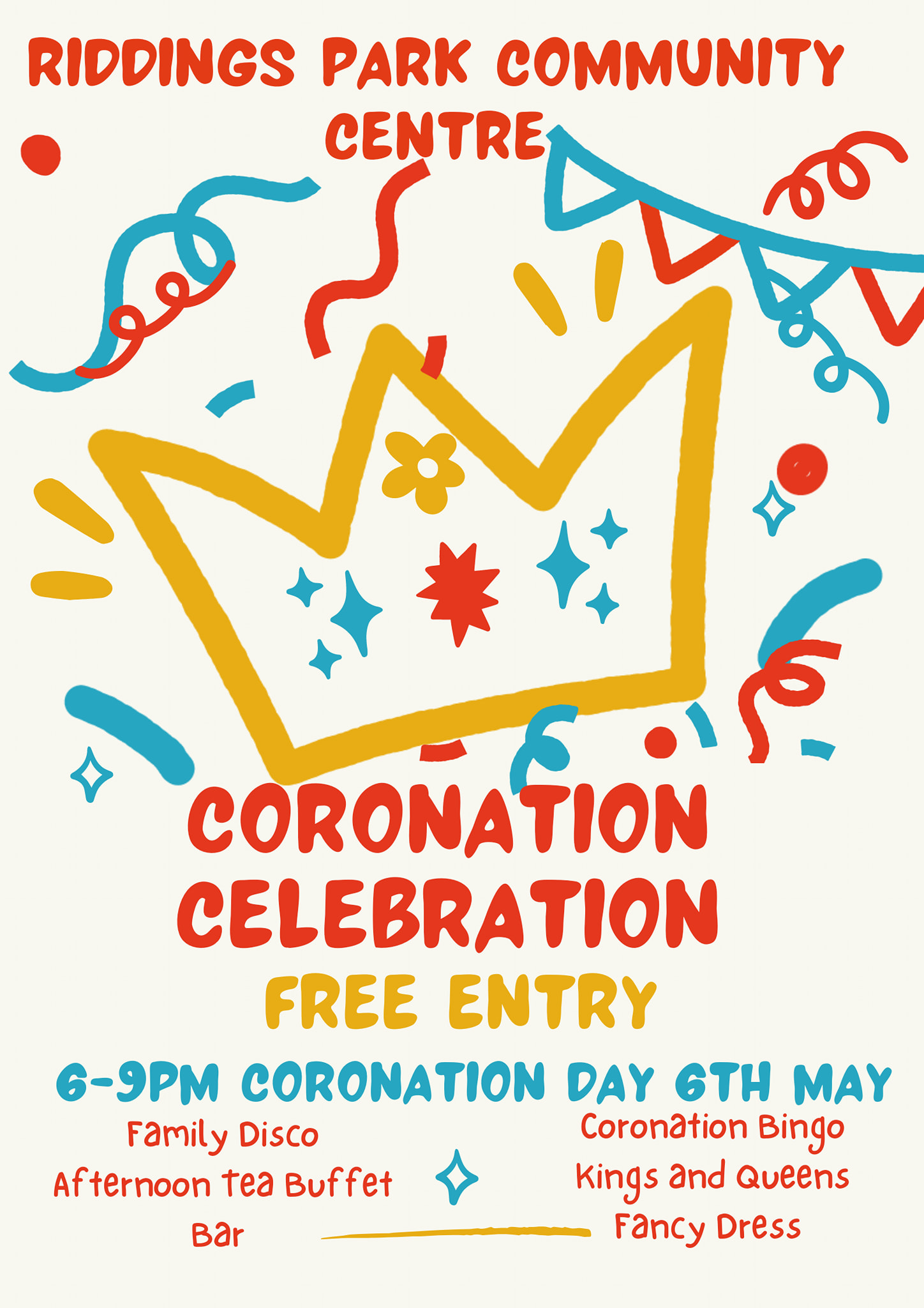 Riddings Park Community Centre will host a free coronation celebration for the whole family