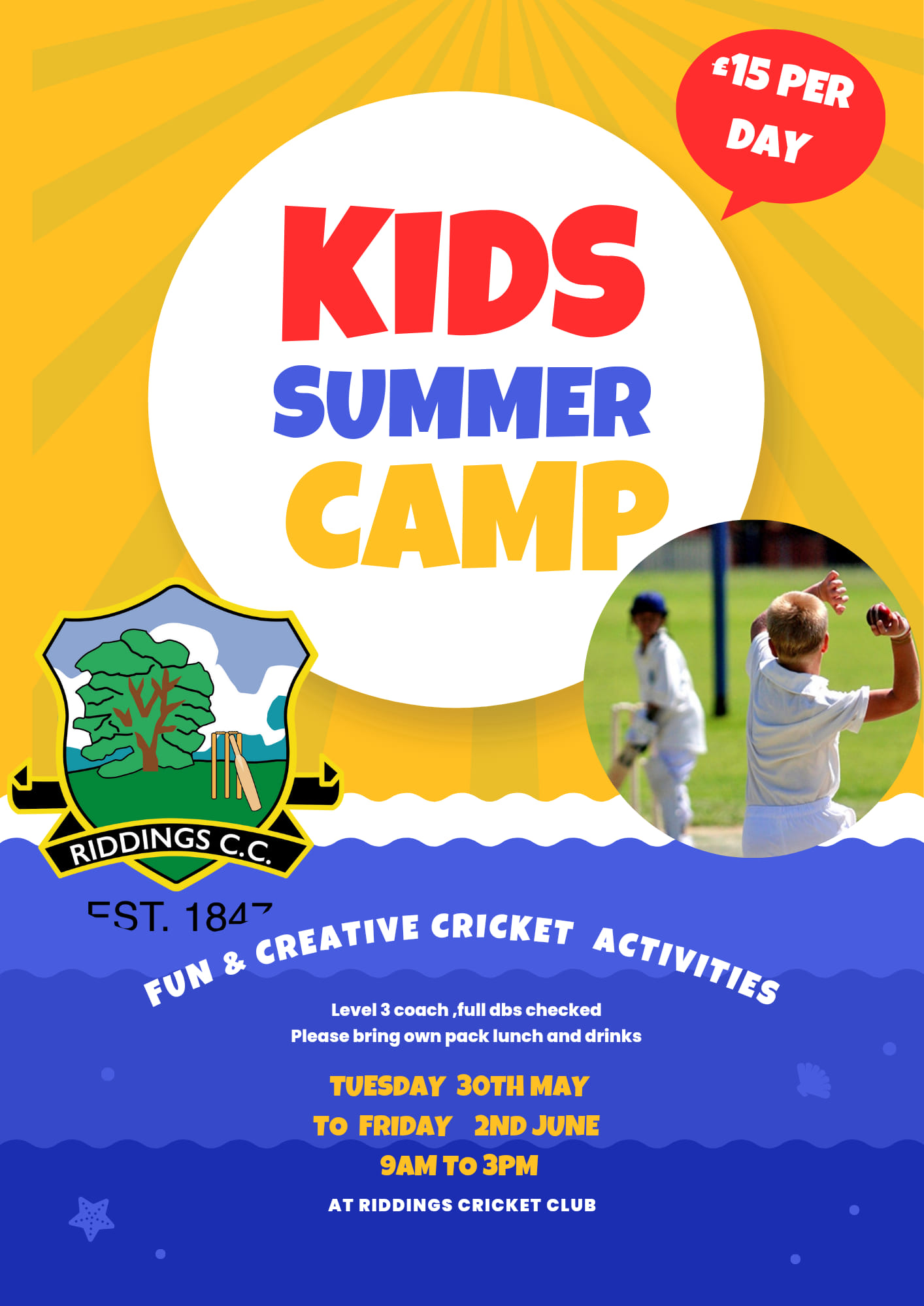 Riddings Cricket Club will host a holiday camp during the May half term
