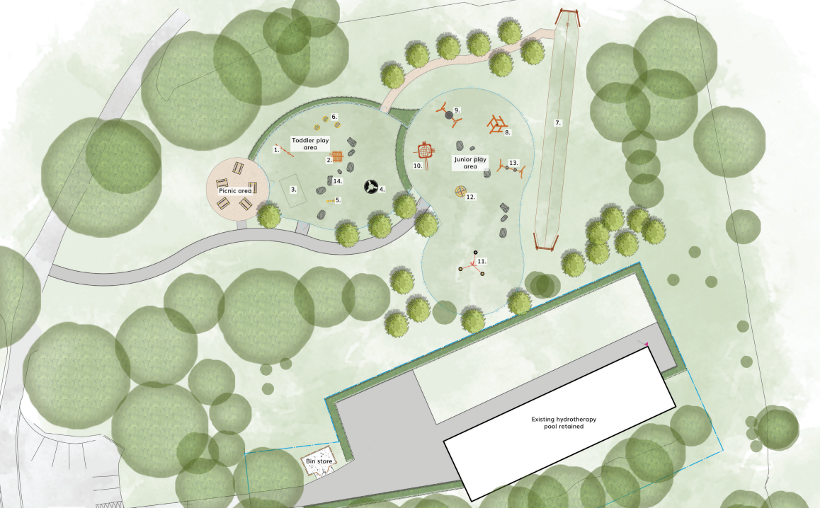 Artists impression of the play area in Alfreton Park
