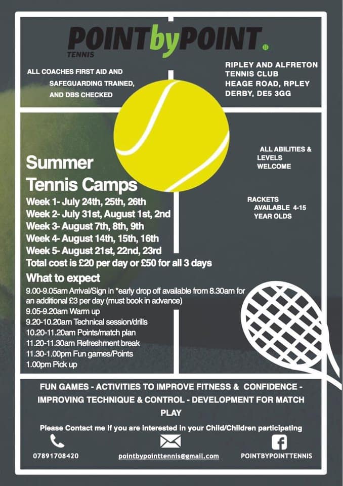 Ripley and Alfreton Tennis Club will host a summer holiday camp