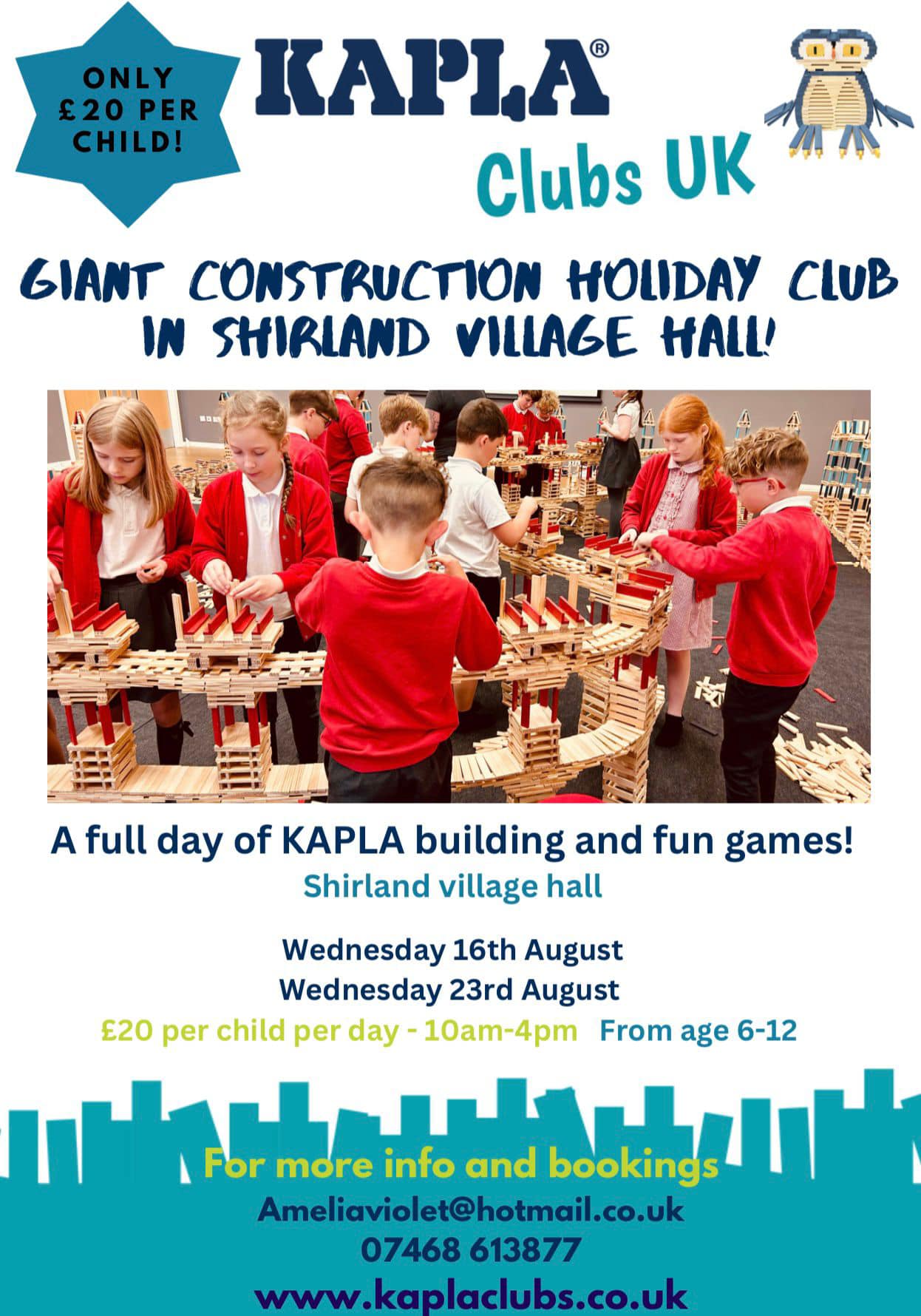 Kapla Clubs UK will host a construction themed holiday club in Shirland