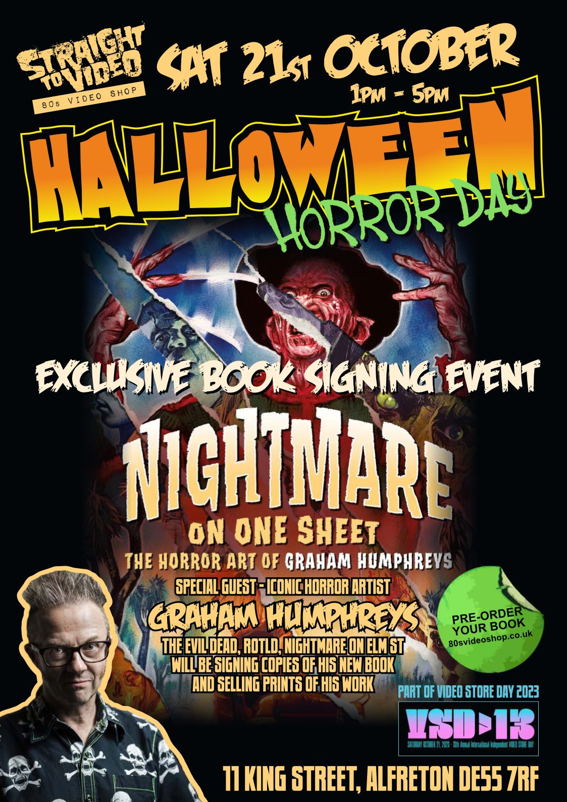 Horror artist Graham Humphreys will join Alfreton's 80s Video Shop for a Halloween Horror Day on October 21, 2023