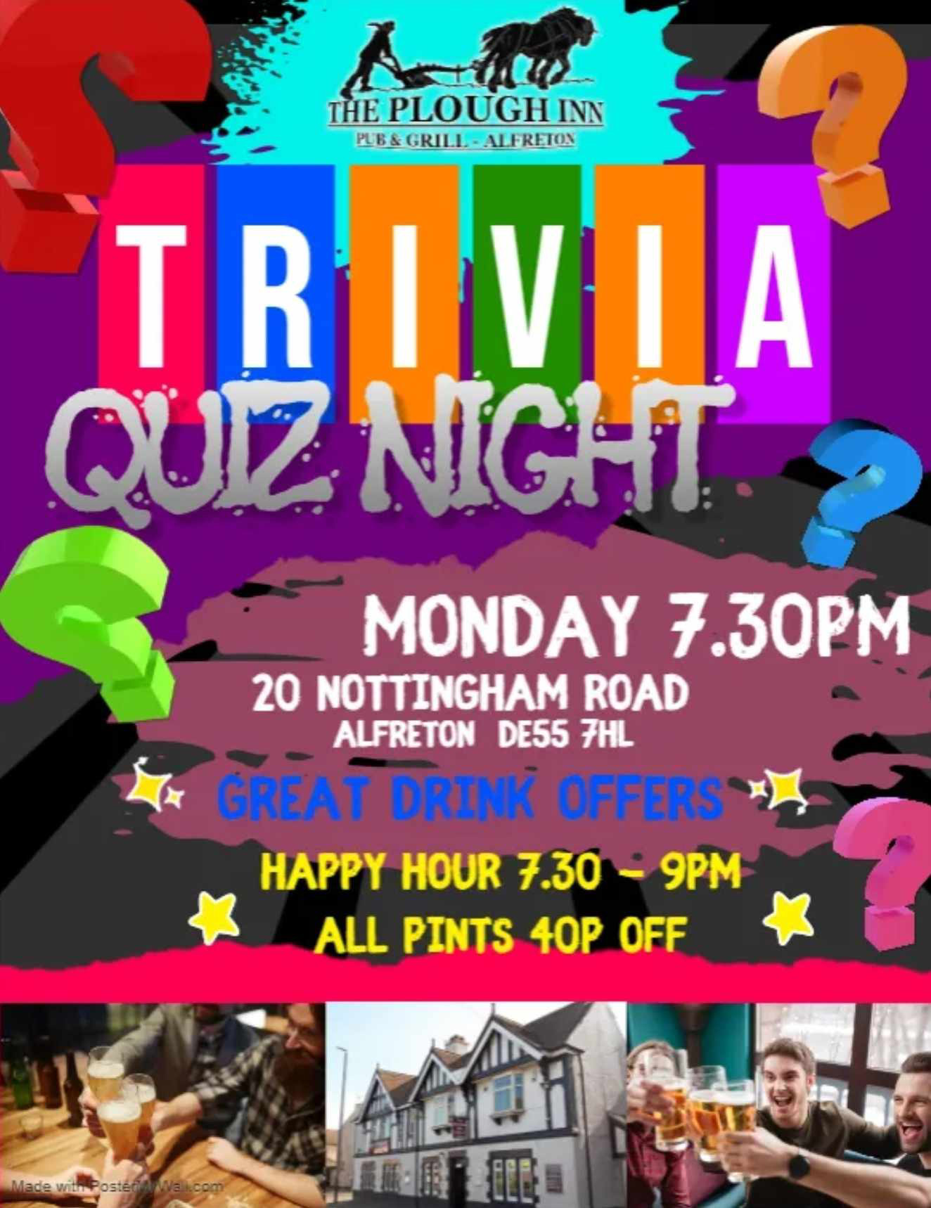 The Plough Inn pub in Alfreton will launch a new weekly Trivia Quiz Night