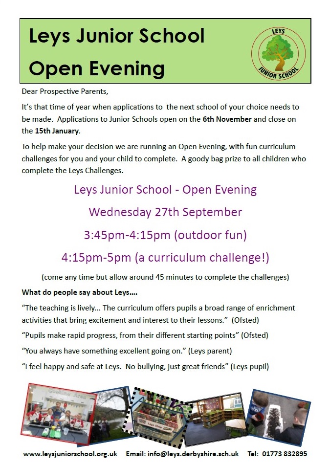 Leys Junior School will host an Open Evening on September 27, 2023