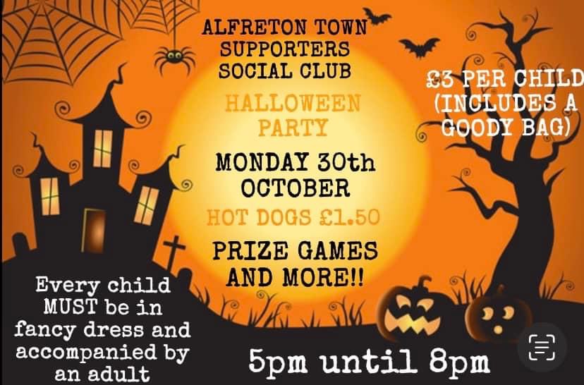 Alfreton Town Supporters Social Club will host a Halloween Party on Monday, October 30